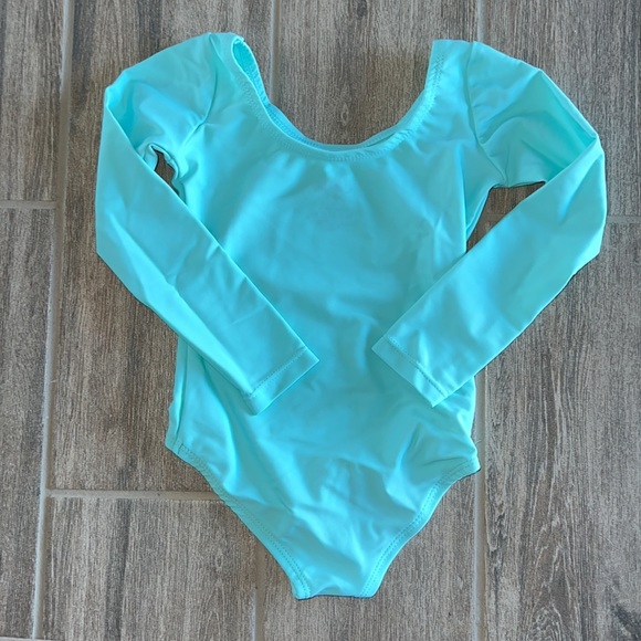 Leveret Girls Leotard Long Sleeve Ballet Dance Leotard 2T Seafoam Mint - Picture 3 of 3